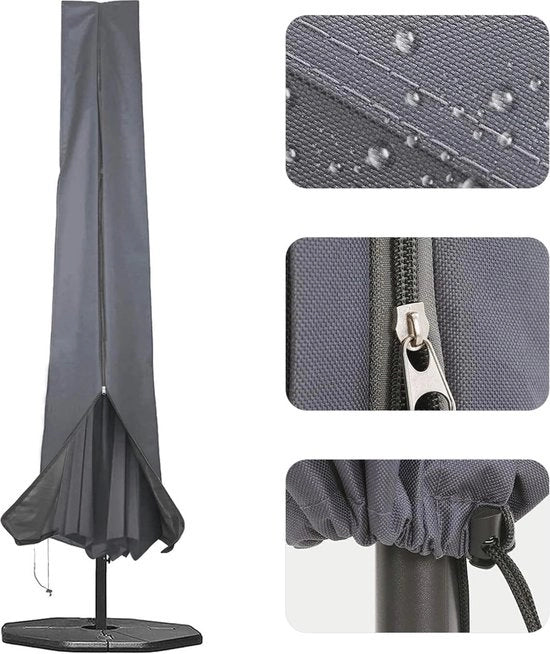 Ombrellone impermeabile per ombrellone da giardino 190x25x48cm - Adatto per ombrelloni da 1,8m a 3,4m - Nero