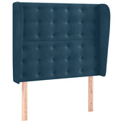 Testiera | Testata ad Orecchio Blu Scuro 103x23x118/128 cm in Velluto