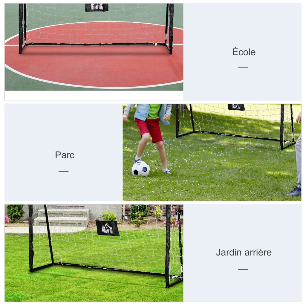 Porta da calcio con telaio in metallo rete PE picchetti e attrezzi 186x62x123 cm ¨C Xylo ¨C nero bianco