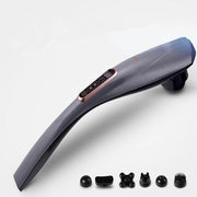 6-in-1, massa olografica a forma di delfino, martelletto di massaggio elettrico trillante a batteria, dispositivo di massaggio per collo e schiena portatile.