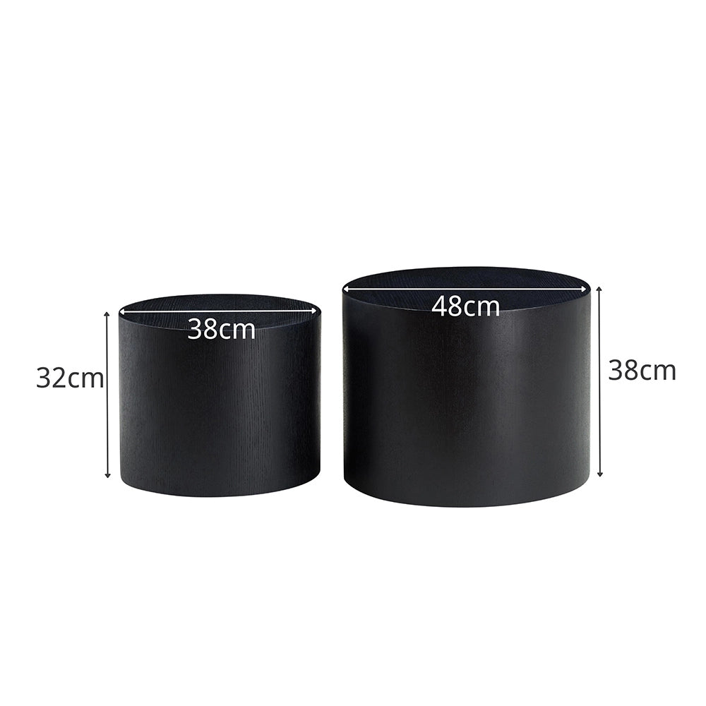 Set di 2 tavolini modulari impilabili - Xylo - Nero e 2 colori, convertibili e compatti per il soggiorno ?48*38+?38*32