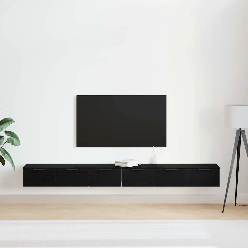 Mobile a muro con cassetto 2 pcs Rovere Nero 102 x 30 x 20 cm 3333075