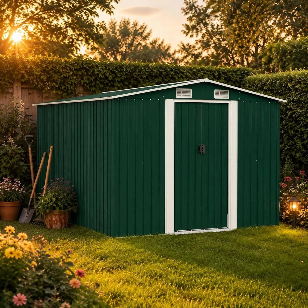 Garden Shed 257x298x178 Cm Metal Green