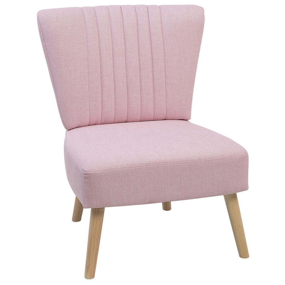 Poltrona rosa soggiorno Gambe in legno capitonné verticali senza braccioli