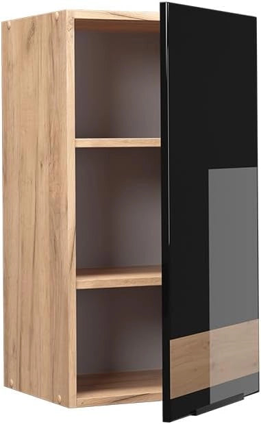 Pensile da cucina Fame-Line, Rovere nero lucido, 40 cm, per la combinazione con altri moduli della serie Fame-Line
