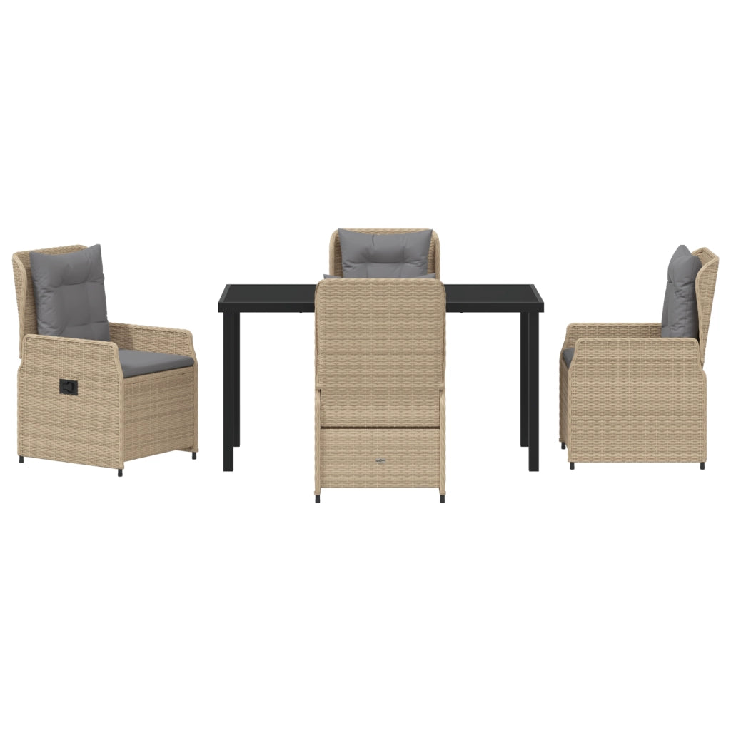 Set da Pranzo per Giardino  in Polyrattan Beige per 5 Persone