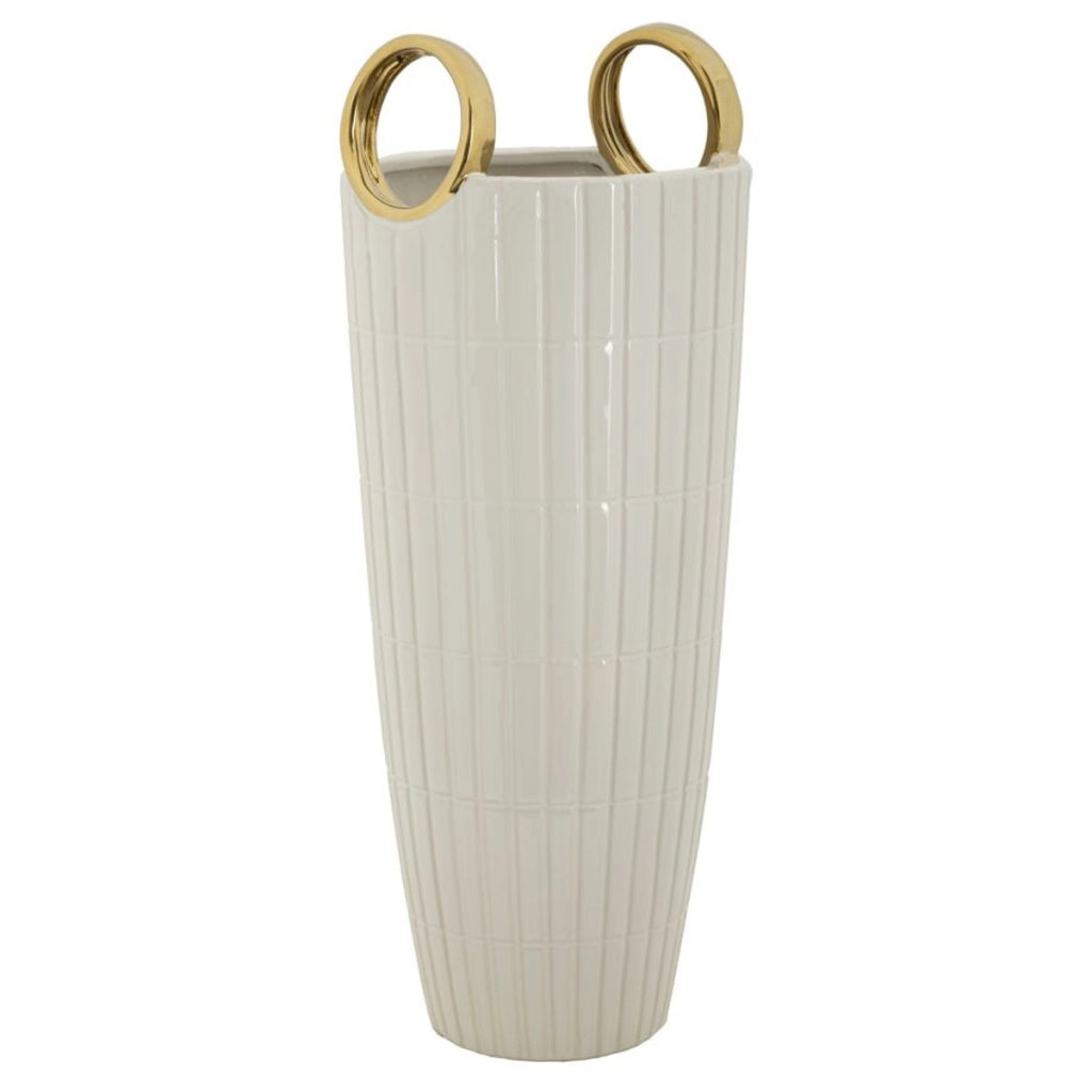 Vaso Decorativo VKH633, Bianco, Ceramica, 18x18x45 cm