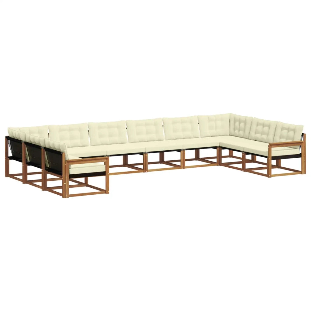 Set di divani da esterno con cuscino 10 pcs Naturale e Crema
