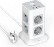 Blocco sovracorrente 8 poli - Scatola di connessione multipla con USB C - Grigio