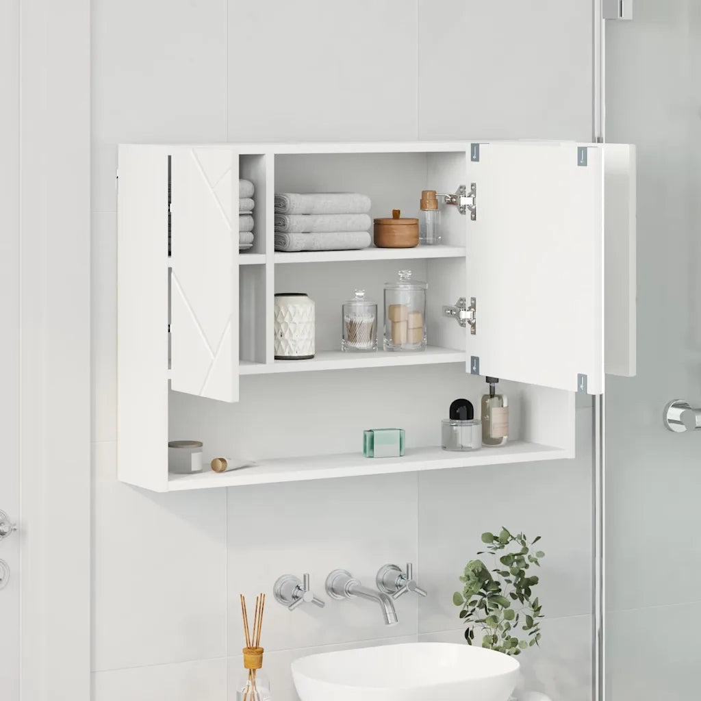 Mobiletto per specchio Bianco 80 x 17 x 55 cm Legno multistrato