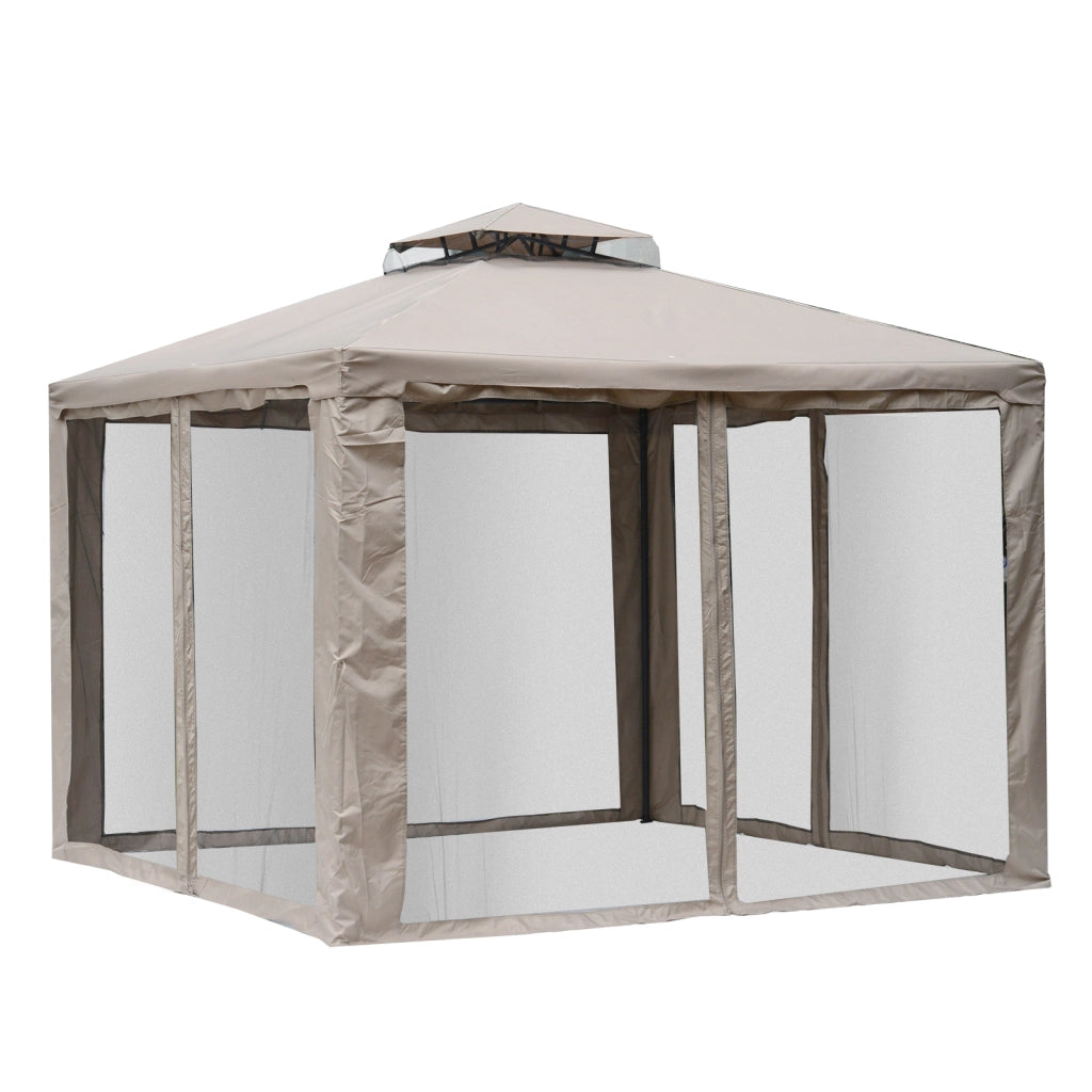 Gazebo da giardino 3x3 ¨C zephmum ¨C grigio impermeabile con zanzariere