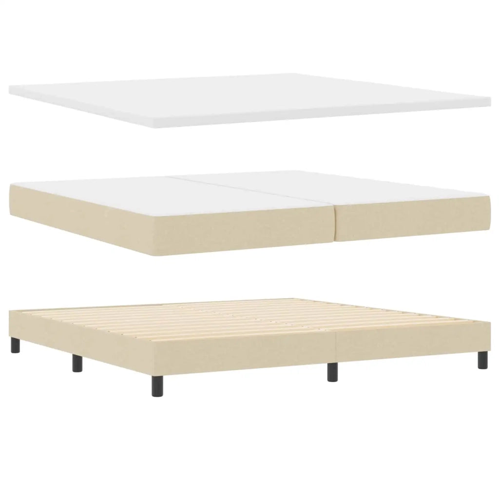 Letto a molle con materasso con led Crema 200 x 200 cm Tessuto
