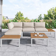 Set Salotto da Giardino con Divani e Tavolo ¨C Xylo ¨C Acciaio Zincato, Acacia, Beige