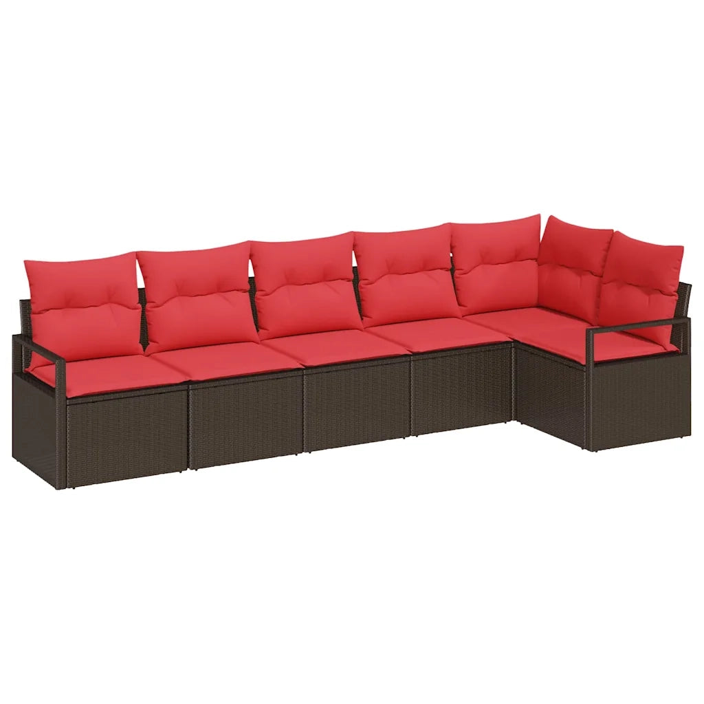 Set di divani 6 pcs Marrone polyrattan