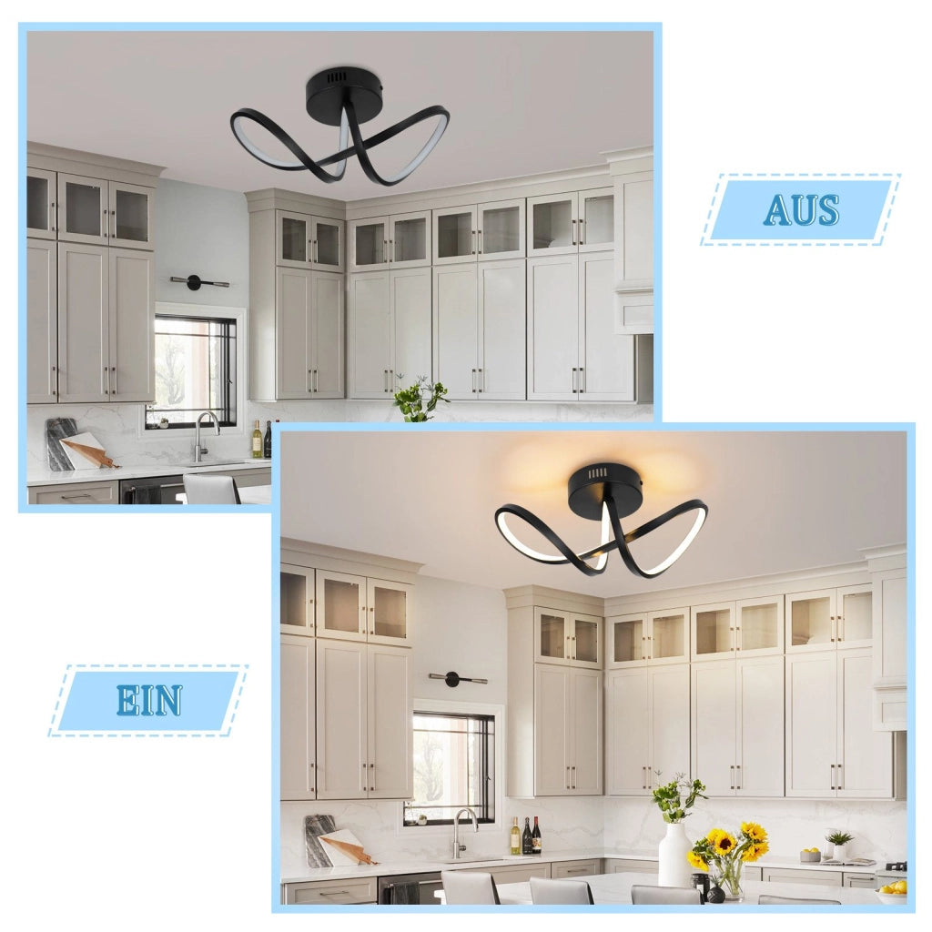 ZMH Lampada da soffitto plafoniera LED moderna nera 12W 3000K per soggiorno camera letto cucina