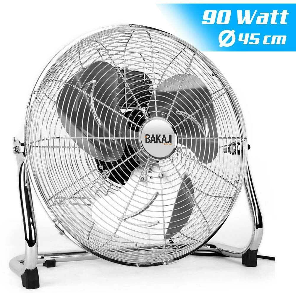 Ventilatore da Terra in Acciaio 90W Pale Alluminio 45cm Silenzioso 3velocità