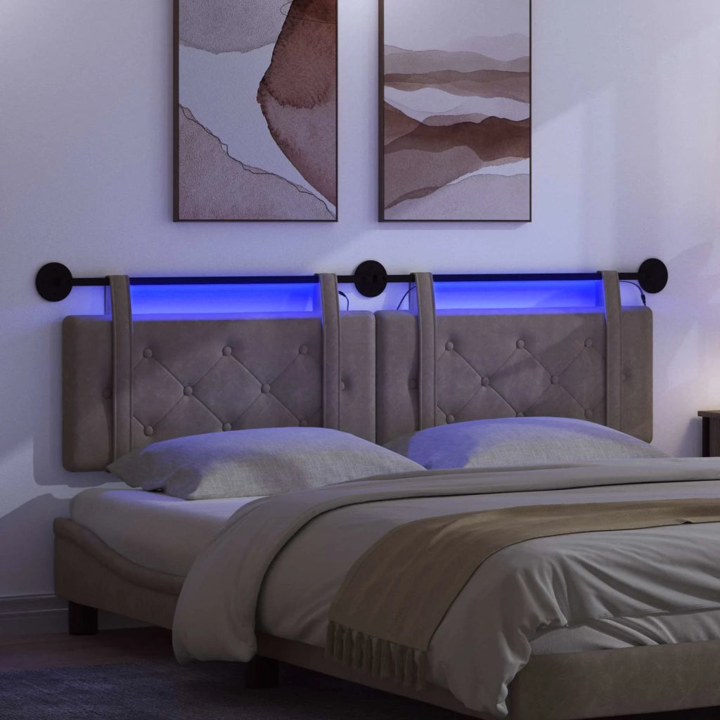 Testiera sospesa Con luce LED Grigio PU Antico 3424216