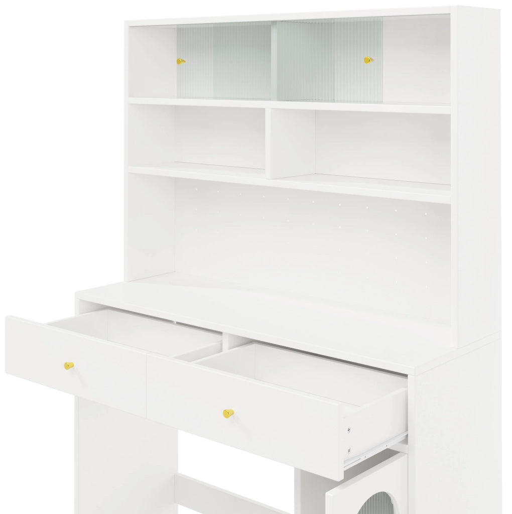 Mobile cucina multifunzione con piano di lavoro 120x45x180 cm; bianco in MDF