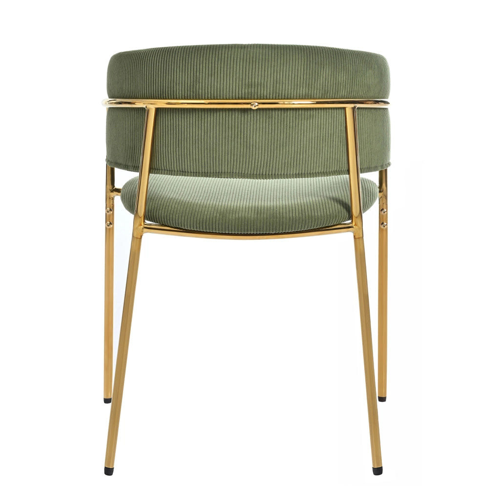 Sedia da Pranzo con Piedini Regolabili e Schienale Ergonomico in Metallo e Legno, Verde
