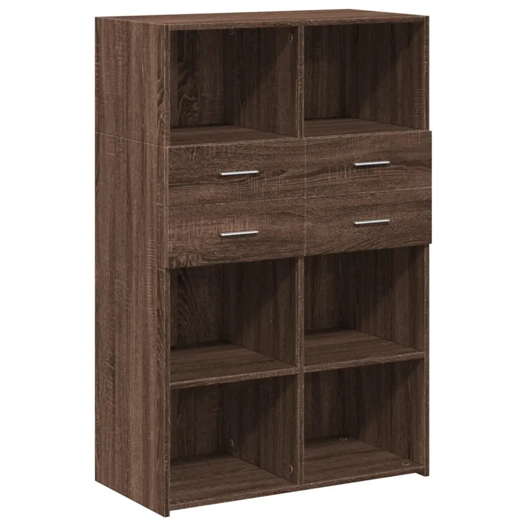Credenza-Buffet-Armadio da cucina Rovere Marrone 80x42,5x124 cm in Legno Multistrato