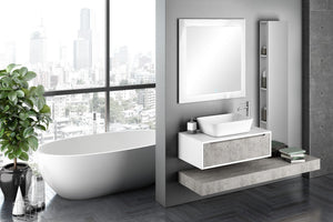 Mobile Bagno Sospeso 60 cm in Legno TFT Belsk Bianco e Cemento