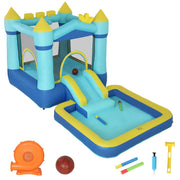 Castello Gonfiabile per Bambini 364 x 173 x 182 cm Scivolo Trampolino Piscina per  Palline o Acqua Canestro in Tessuto