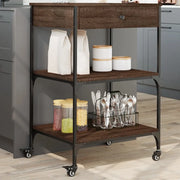 Carrello Cucina-Scaffale per Cucina Rovere Marrone 60x48x89,5 cm Legno Multistrato