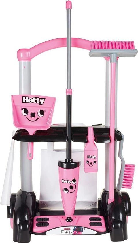 Set di pulizia per bambini - Carrello di gioco per la pulizia per bambini - Set di pulizia per bambini - 3-6 anni - 7 pezzi - Rosa