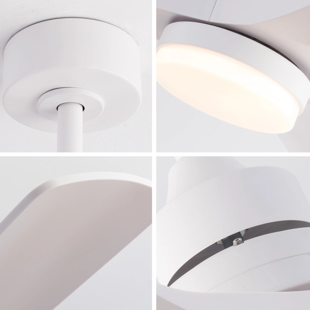 Ventilatore da soffitto 42" con luce LED, telecomando, 3 pale ABS, bianco