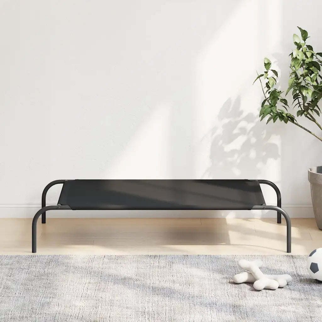 Cuccia per Cani Rialzata Nera 110x65x20cm Tela Oxford e Acciaio 42000839