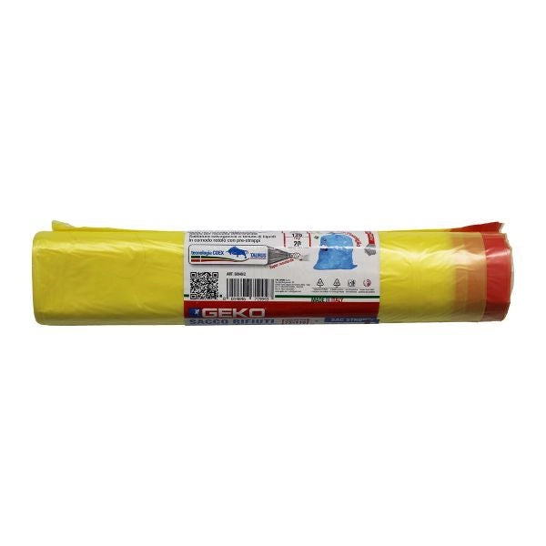 SACCO RIFIUTI GIALLO TRASPARENTE 72X110 CON MANIGLIE 35 MICRON 10PZ