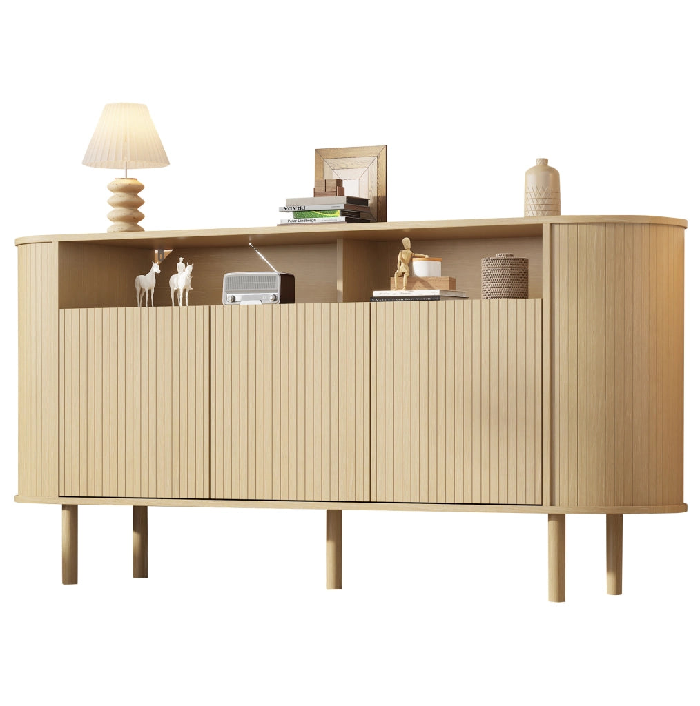 Credenza moderna 160 cm con 3 ante e vani aperti