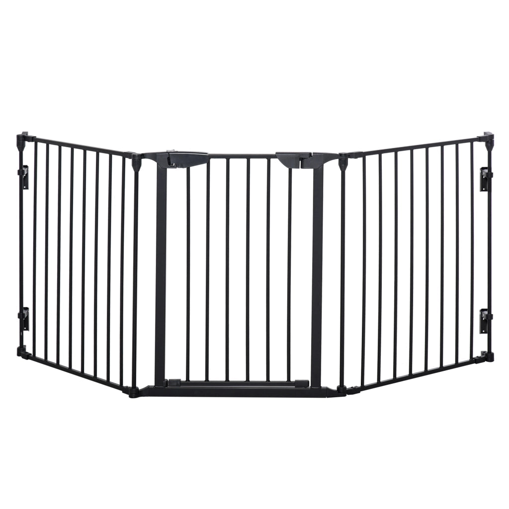 Barriera per Cani Pieghevole 3 Pannelli Porta Corridoio ¨C Zephmum ¨C Nero 180x74.5 cm