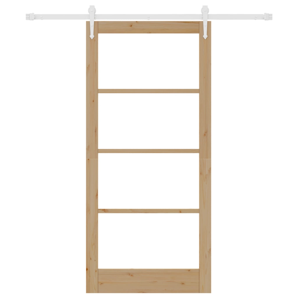 Porta Scorrevole con Set di Accessori 93x202 cm Legno Massello di Pino