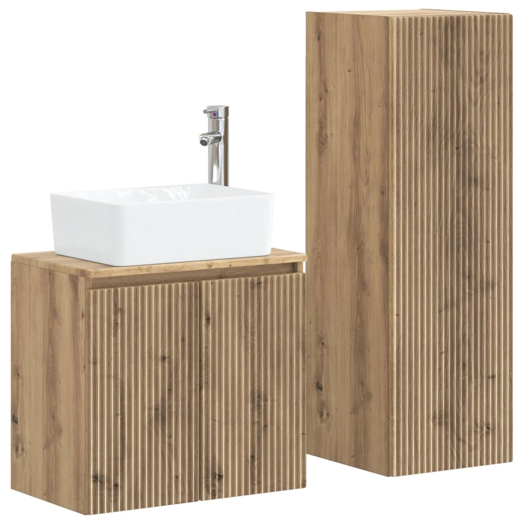 Set di mobili per il bagno 2 pz Rovere Artigianale 3406132