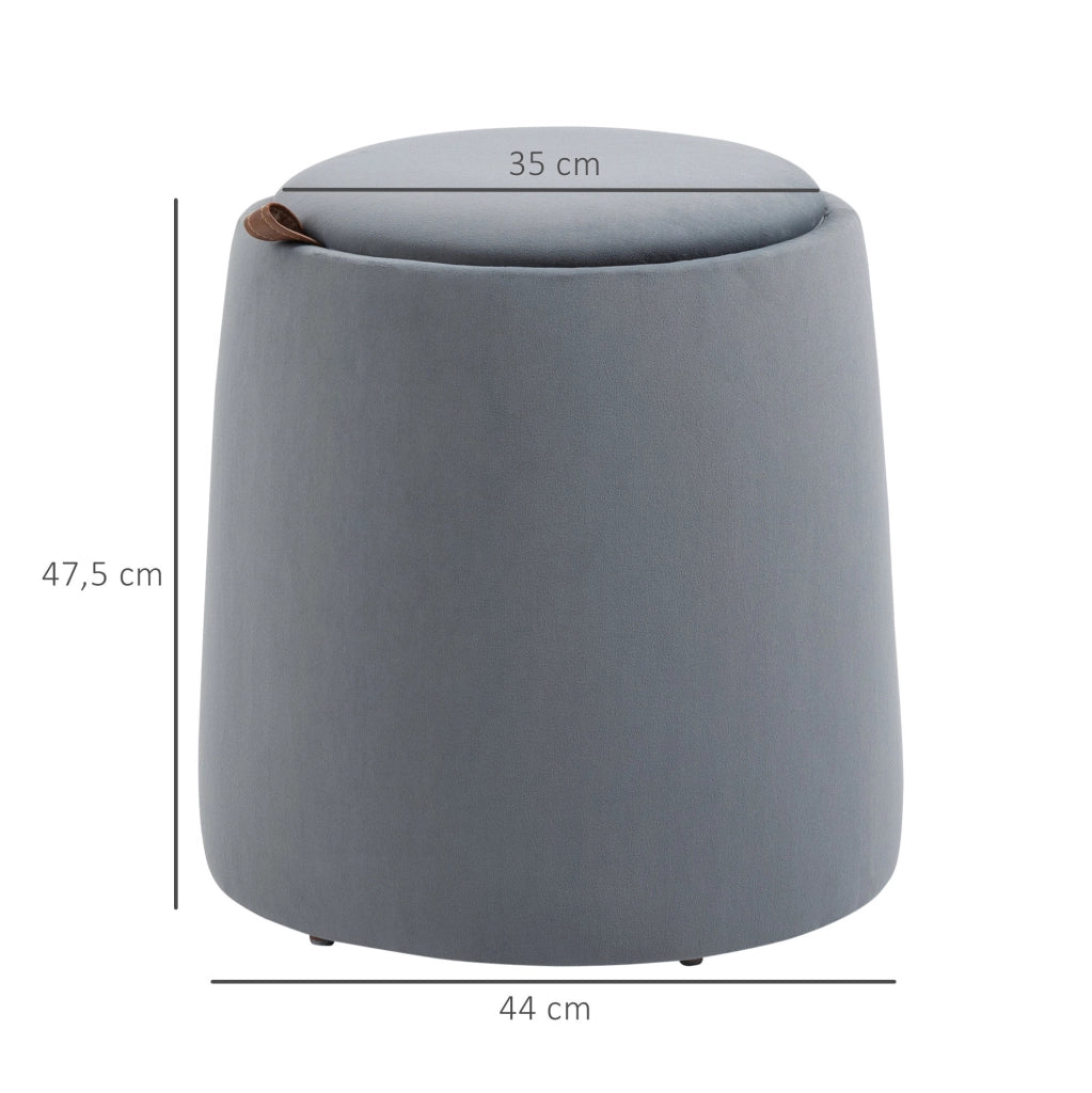 Pouf contenitore rotondo grigio con vassoio reversibile Ø44 cm