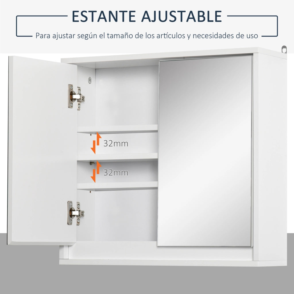 Armadio Bagno con Specchio e Ripiano ¨C Zephmum ¨C Bianco 48x14.5x45 cm