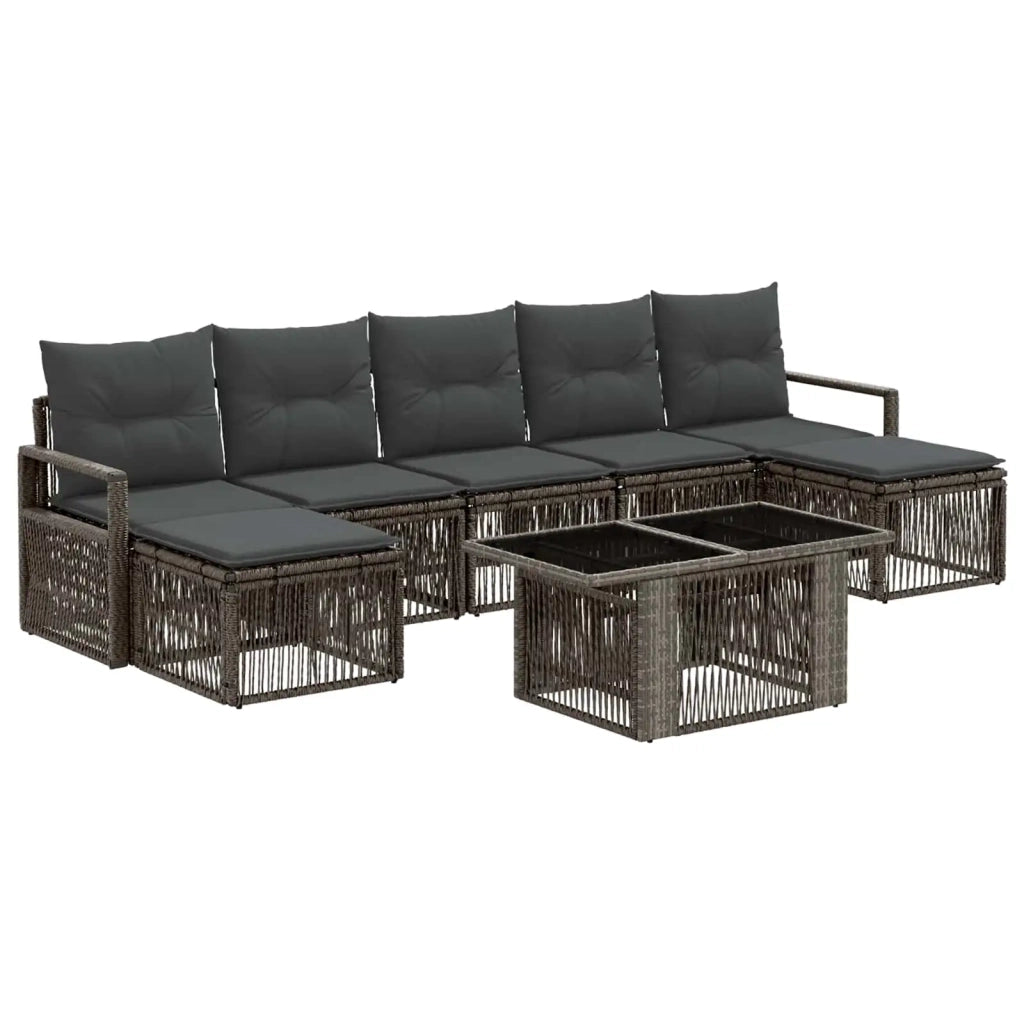 Set Divano da Giardino 8 pz Grigio e Grigio Scuro polyrattan 3437138