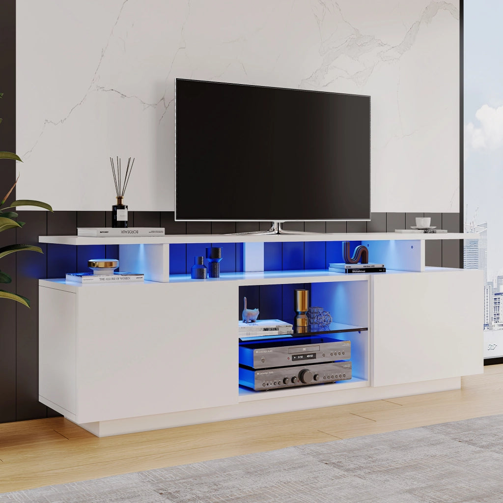 Mobile porta televisore bianco 140 cm con illuminazione a 16 colori