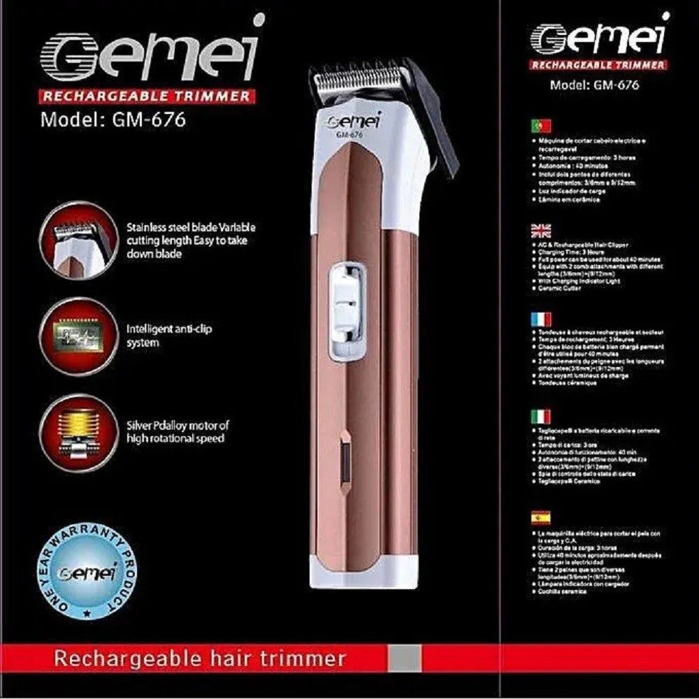 Trade Shop - Tagliacapelli Barba Trimmer Elettrico Ricaricabile Professionale Gm676 A Batteria -