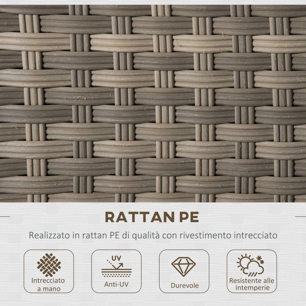 Set Salotto da Giardino in Rattan ¨C zephmum ¨C Grigio con Divano 3 Posti, 2 Poltrone, 2 Sgabelli e Tavolo