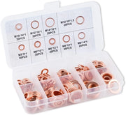 Assortimento di anelli di chiusura in rame - 200 pezzi - Slittringe per accessori di combustibile - M5/M6/M8/M10/M12/M14 - Alta qualità rame