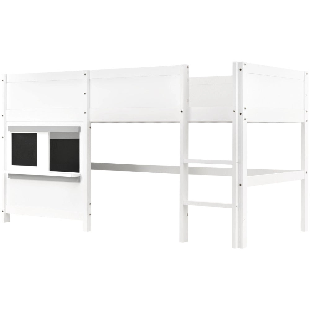 Letto a Castello Bambini con Ripiano e Lavagna ¨C MINIMAL ¨C Bianco 90x200