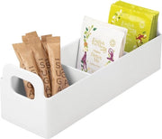 Organizzatore per la cucina - Cestino pratico con maniglia per cucina e dispensa - Scatola di stoccaggio con tre compartimenti - per tè, caffè, spezie e altri alimenti - Bianco