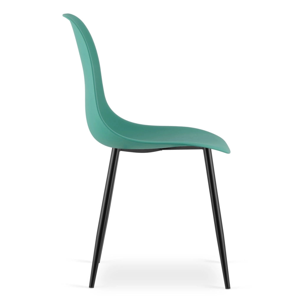 Sedia di design Wat verde con gambe in metallo nero