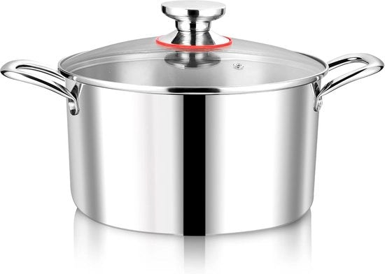 Pentola da cucina 22 cm - acciaio inossidabile premium - adatta a induzione - 5 l