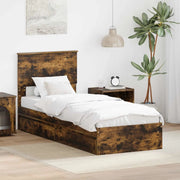 Letto con Contenitore Rovere fumé 75 x 190 cm Legno multistrato