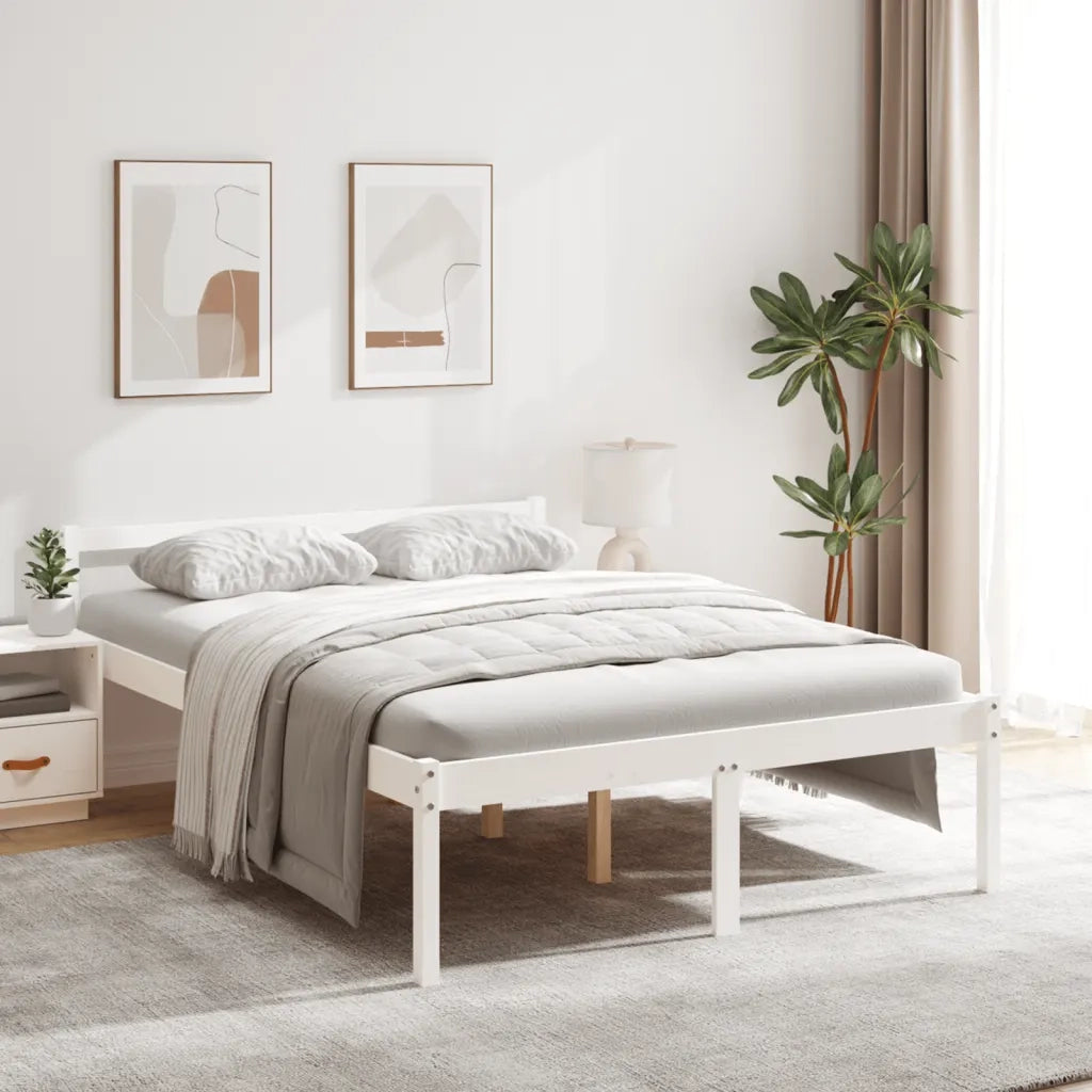 Letto per Anziani Bianco 120x190 cm Small Double Legno di Pino 810585
