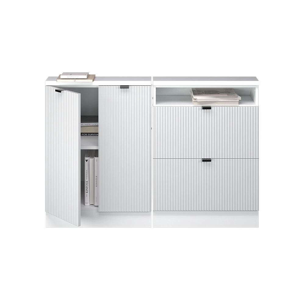 Set di mobili sottotetto Rion Ondulazione bianca/Bianco 120 cm Set di 2 Vicco