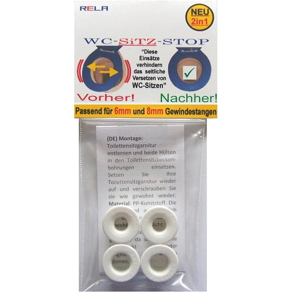 Rela, 2 coppie di inserti wc-sitz-stop (da 6 mm e 8 mm) per fiss